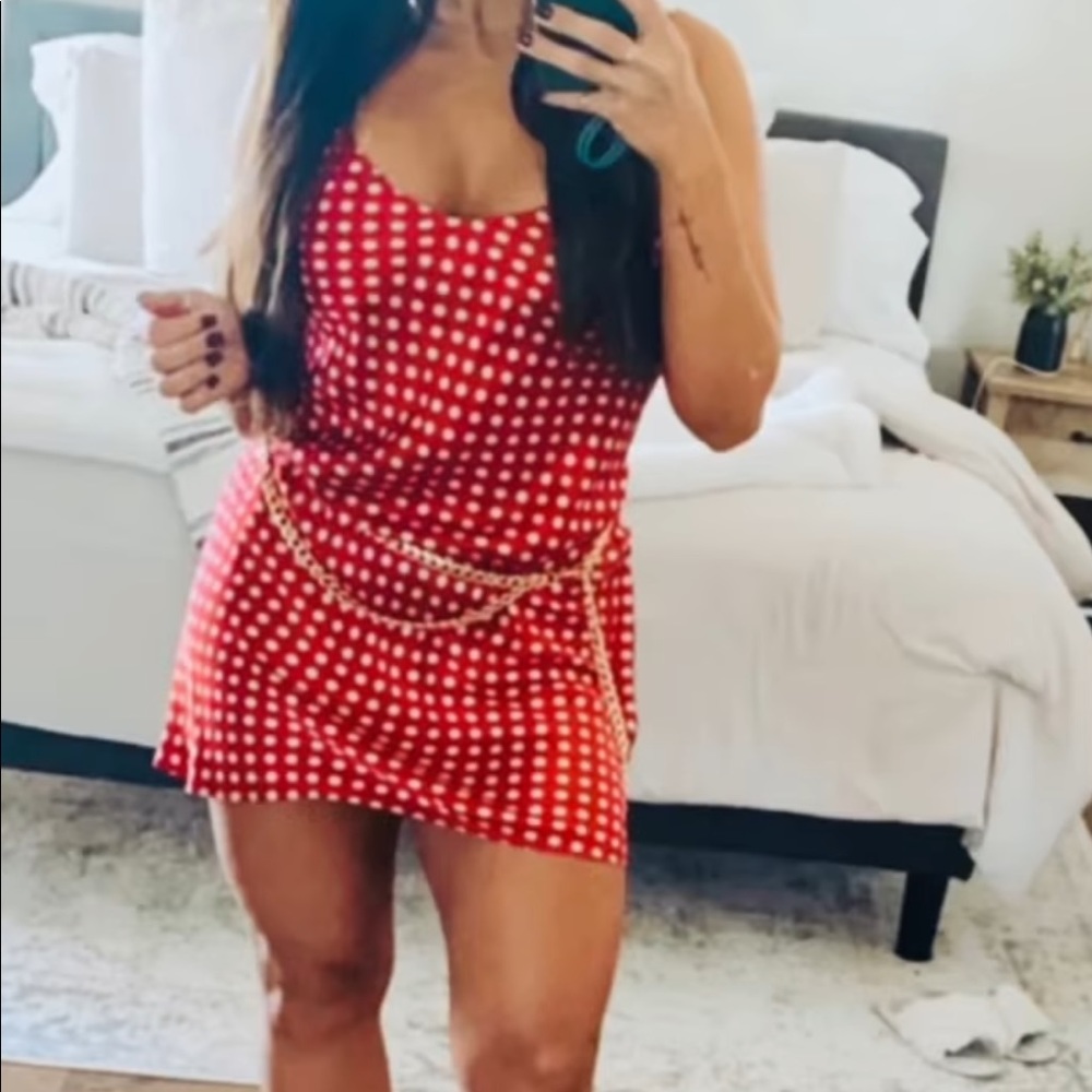 Red silk dress